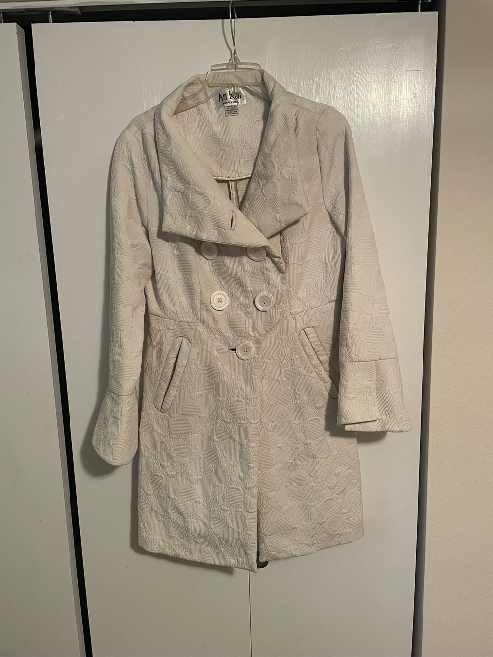 An REN Cream Textured Double-Breasted Pea Coat Size L